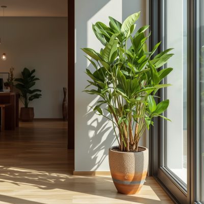 Chậu cây phong thủy ở cửa ra vào